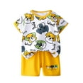 thumbnail image 2 of Penkiiy Kids Summer Animal Print Outfit 2-Piece Set - Ultra-Soft & Breathable Cotton T-Shirt + Shorts for Boys & Girls, 2 of 3