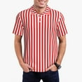 thumbnail image 1 of Fotbe Red And White Stripes Camiseta Polo de Golf para Hombre con Estampado – Camisa Deportiva Transpirable con Cuello Abotonado-Small, 1 of 6