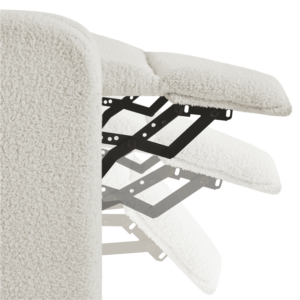 Yaheetech Upholstered Boucle Recliner Adjustable Reclining Chair w/ Pocket Spring, Ivory