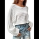 thumbnail image 2 of Suéter de Larga con Cuello Redondo para Mujer, Ajustado, de Punto Acanalado, Liso, Moderno, Tipo Pulóver. XS, 2 of 9
