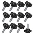 thumbnail image 1 of Uxcell 12-Pack Perillas de Sujeción en Estrella, Tornillo de Apriete Manual 1/4"-20 x 16mm [Negro], 1 of 1