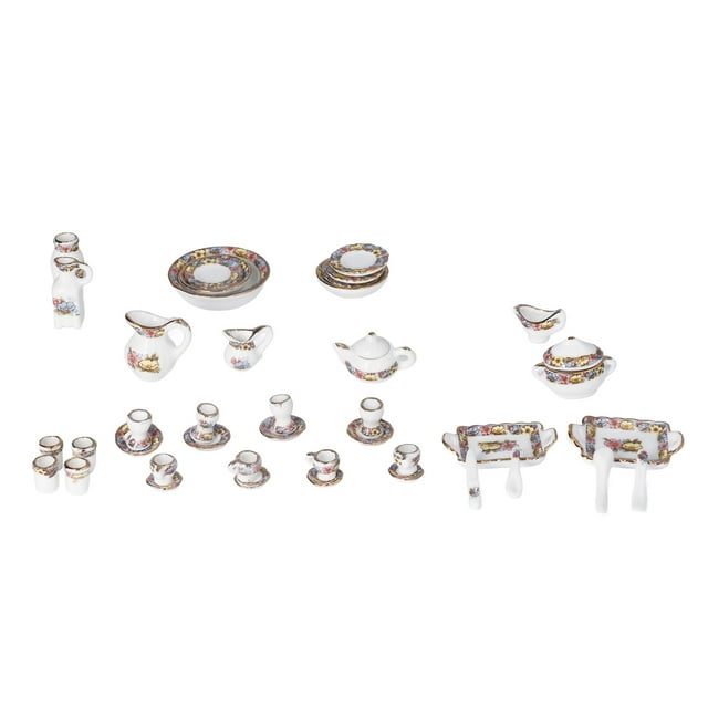 Juego de juguetes para fiesta de té de porcelana BuyWeek 1:12 Juego de tazas de té en miniatura de cerámica
