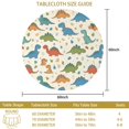 thumbnail image 3 of Dinosaur and Flower Beige Pattern Round Tablecloth 60"x60", Wrinkle Resistant Wipeable Table Cover for Kitchen Dining Room Picnic Patio and Party, 3 of 6