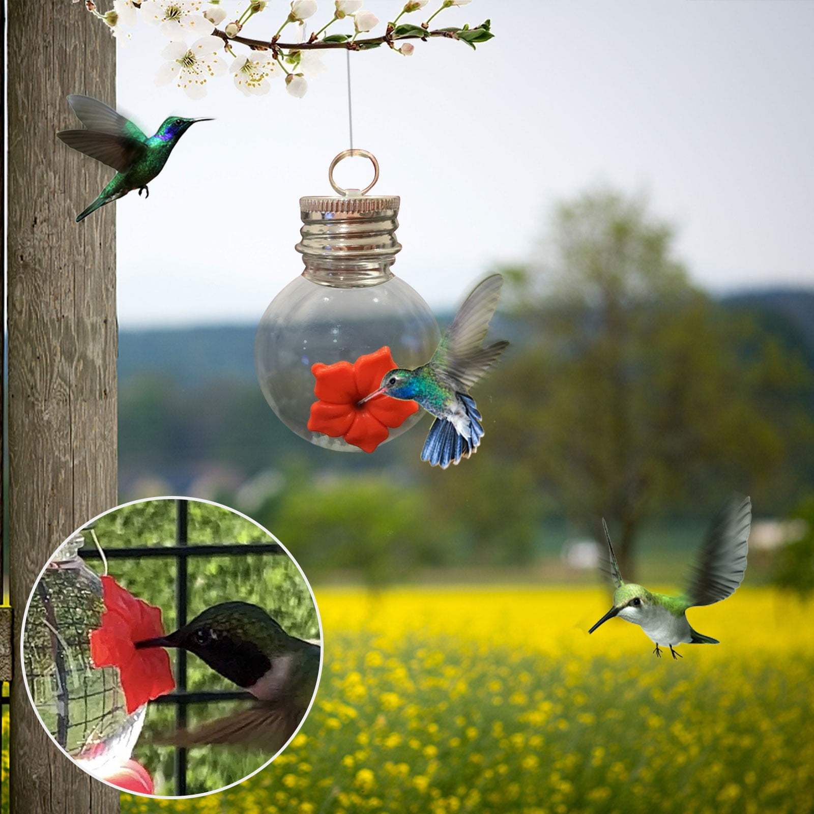 AuroraX Outdoors Hummingbird Feeder Kit,2 Pcs Hanging Plastic Rustproof Bird Feeder with Bird Feeder Hanger and Clean Brush Yard Outdoor 2026 Decor
