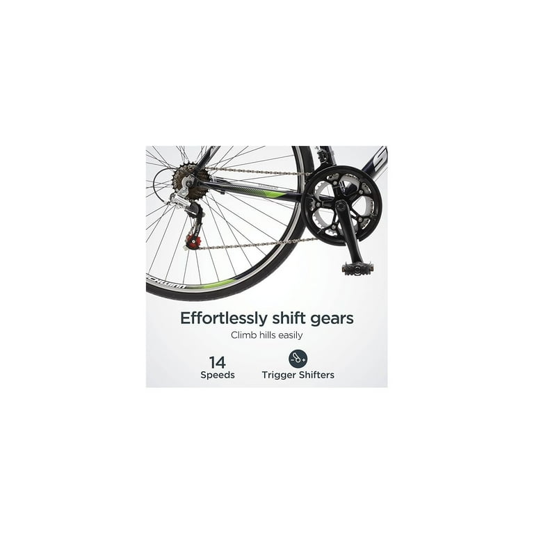 Schwinn Volare 1300 Lightweight Aluminum Bike 700C Men s Drop Bar Road Black with Green Accent Walmart