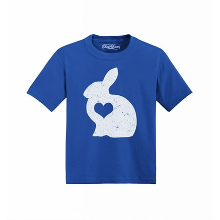 

Shop4Ever Easter Bunny Rabbit with Heart Toddler s Cotton T-Shirt 4T Royal Blue