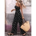 thumbnail image 6 of Jumpsuits for Women Strapless Smocked Casual Rompers Long Pants Vacation Summer Outfits Black S, 6 of 9