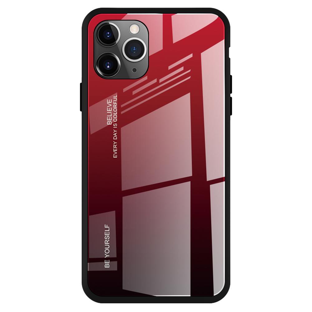 Aktudy Gradient Tempered Glass Case Back Cover For Iphone 11 Pro Max Red Black Walmart Com Walmart Com