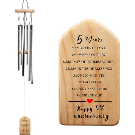 5th Annniversary Wind Chime Gifts for Couples Happy 5th Ideas 5 Years of Marriage Wedding Keepsake 5 Years Anniversary Wooden Wedding