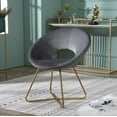 thumbnail image 2 of Roundhill Furniture Slatina Velvet Upholstered Accent Chair in Gold Tone/Gray, 2 of 11