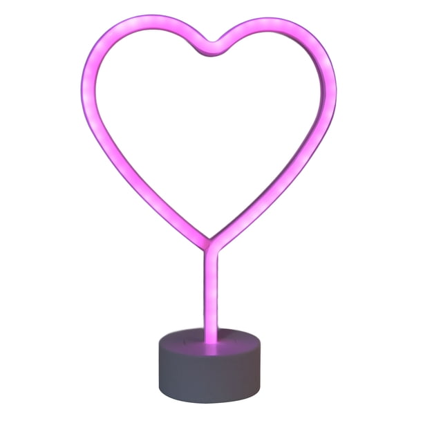 Letrero de neón Jadeshay luz decorativa con batería LED corazón rosa