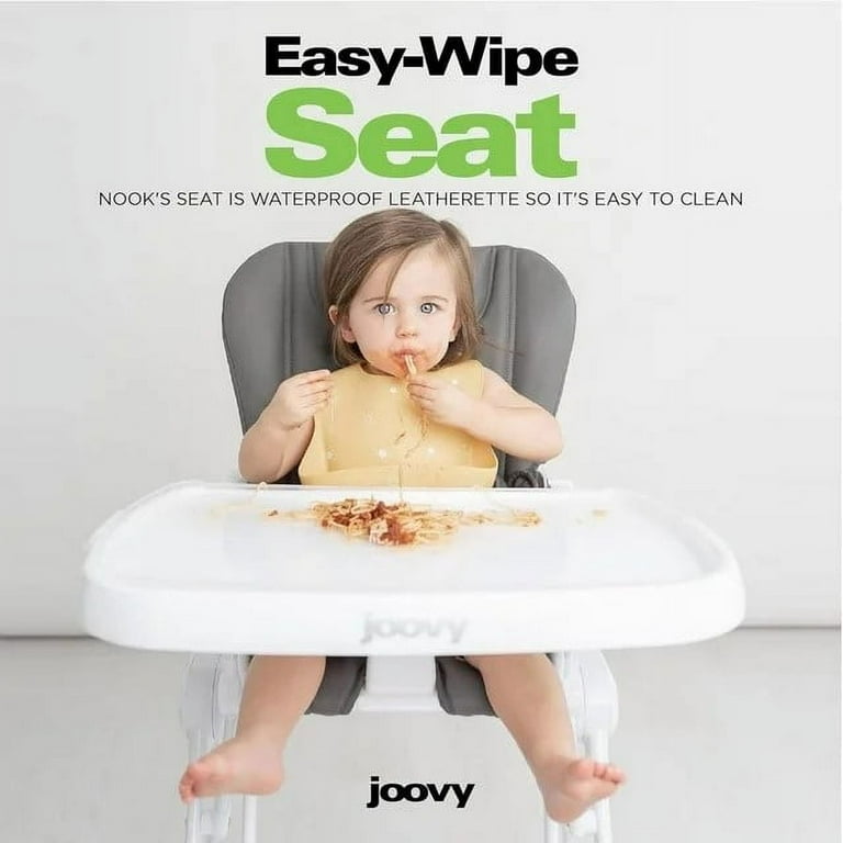 Joovy Nook High Chair Featuring Four Position Adjustable Swing Open Tray and Removable Dishwasher Safe Tray Insert for Easy Cleaning Folds Down