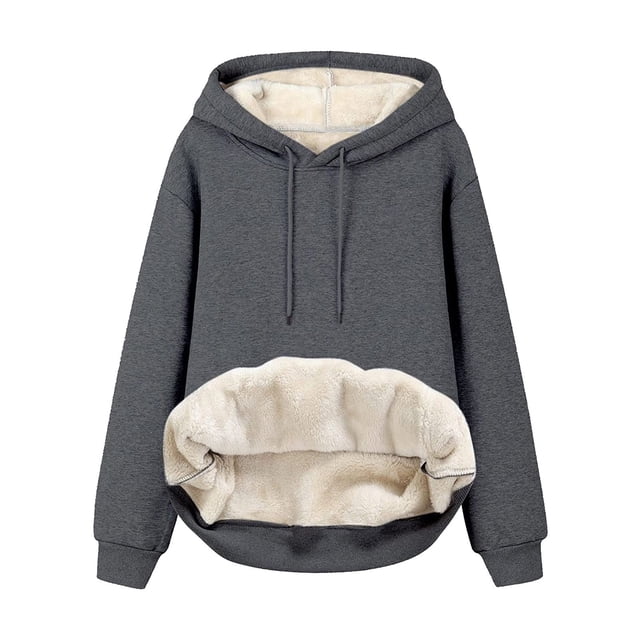 Hauts d'Été à Manches Longues pour Femmes Hauts d'Hiver Chauds en Peluche Poche Solide Hauts à Capuche Chandail en Molleton Hauts à Manches Longues Hauts d'Été pour Femmes