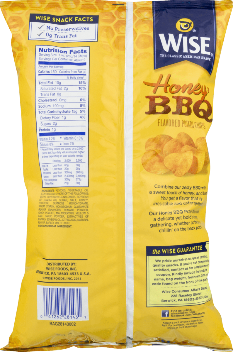 Buy Wise Foods Honey BBQ Potato Chips, 3Pack 7.5 oz. Bags Online at