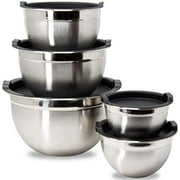 Meal Prep Stainless Steel Mixing Bowls Set, Home, Refrigerator, and Kitchen Food Storage Organizers | Ecofriendly, Reusable, Heavy Duty By WHYSKO (With Black Lids)