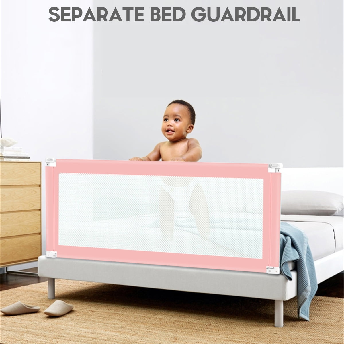 Anti-Fall Bed Safety Guardrail Guards Folding Toddler Safety Protection Guard Gray, 180cm Queiting Kids Child Bed Rail