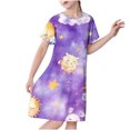 thumbnail image 1 of RXIRUCGD 2025 Vêtements d'Été pour Enfants 3-12 Ans Mode Imprimée Pyjama Rêveur Mi-Mollet Chemise de Nuit, 1 of 5