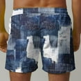 thumbnail image 5 of Luxalzxs Mens Shorts Summer Casual Beach Shorts Lightweight Elastic Waist Drawstring Board Shorts Patch Plaid Print Swim Shorts, 5 of 6