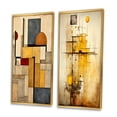 thumbnail image 3 of Designart "Vintage Beauty Abstract Simplicity" Modern Geometric Framed Wall Art Set Of 2 - Modern Gold Framed Canvas Set For Living Room Decor, 3 of 6