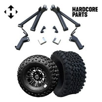 Hardcore Parts 6" A-Arm Lift Kit for Yamaha G2/G9 Golf Cart with 10" Machined/Black 'Lancer' Wheels and 22"x11"-10 DOT rated All-Terrain tires
