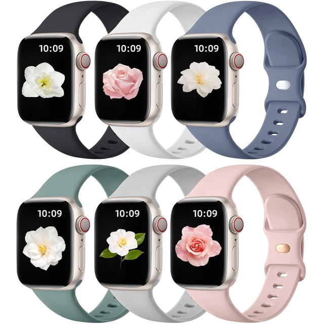 Correa de reloj Maledan compatible con Apple de 38-49 mm, silicona, paquete de 6