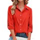 thumbnail image 3 of Camisas de Manga Larga para las Mujeres Blusa de Túnica de Imitación de Botón de Solapa de Ajuste Suelto con Tela Suave, Top de Verano Transpirable para Uso Diario Informal, 3 of 8
