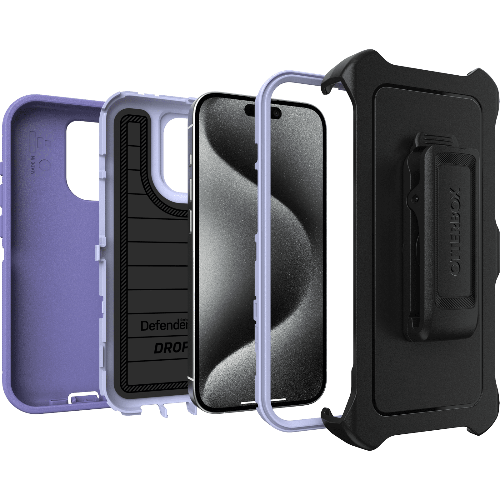 Otterbox Defender Series Pro for iPhone 15 Pro, Mountain Majesty (Purple)