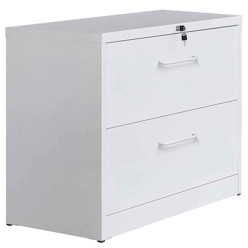 Topcobe Vertical Modern File Cabinet With 2 Drawer Lockable Office Lateral Mobile File Cabinet For Office Or Home White Walmart Com Walmart Com