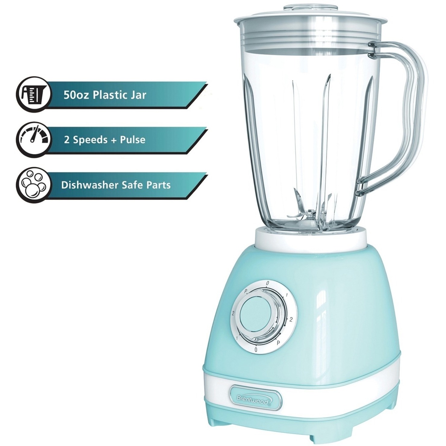 Brentwood Appliances Jb-330bl 2-speed Retro Blender With 50-Ounce Plastic Jar - image 3 of 7