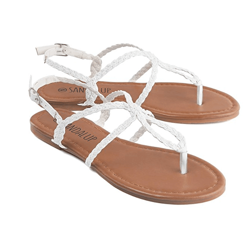 white braided sandals