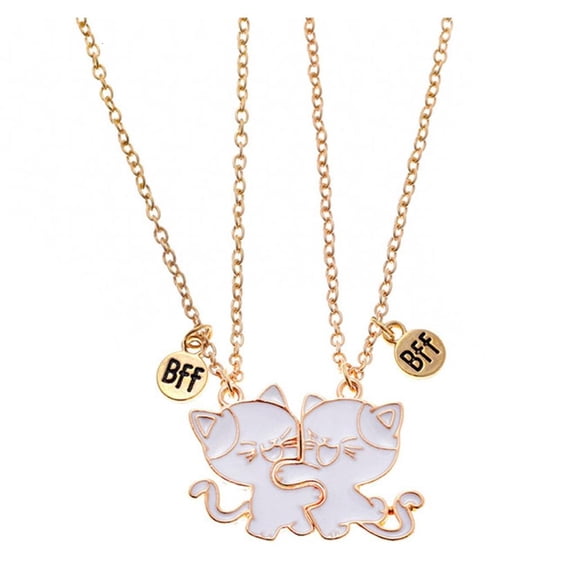 Yammee 2Pieces Cats Friendship Necklace Set Pendant Necklace Couples Necklace Set