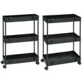 2 Pack Slim Storage Cart with Wheels Black 4 Tier