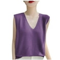 thumbnail image 2 of Women'S Summer Camisole Fashion Tank Tops Sleeveless V-Neck Casual Solid Color Loose And Comfortable Padded Tank Tops — Purple∣XL, 2 of 4
