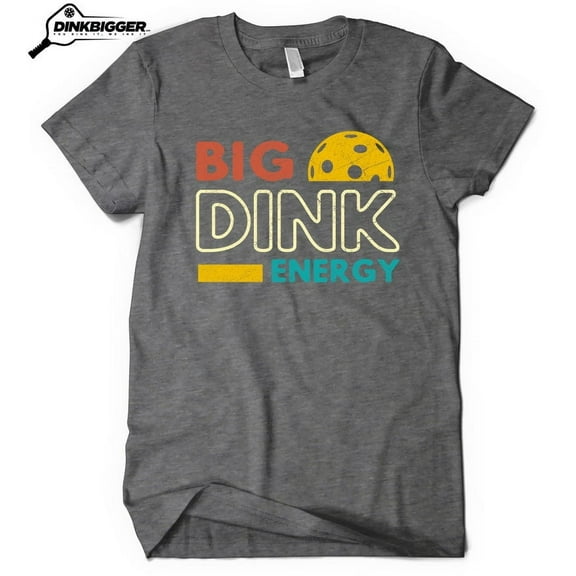 Big Dink Energy Premium Pickleball T-Shirt Funny Print Tee Casual Shirt Deep Heather Gray Small