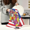thumbnail image 3 of USA Floral Map Tea Towels 4 Pack American National Flag Kitchen Dish Cloth with Hanging Loop, 18"x28" Lint-Free Absorbent Towel for Kitchen Drying Wiping and Cleaning, 3 of 7