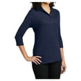 thumbnail image 4 of Yellow Rooster Women's Silk Touch ¾ Sleeve Polo Shirt Navy XL, 4 of 6