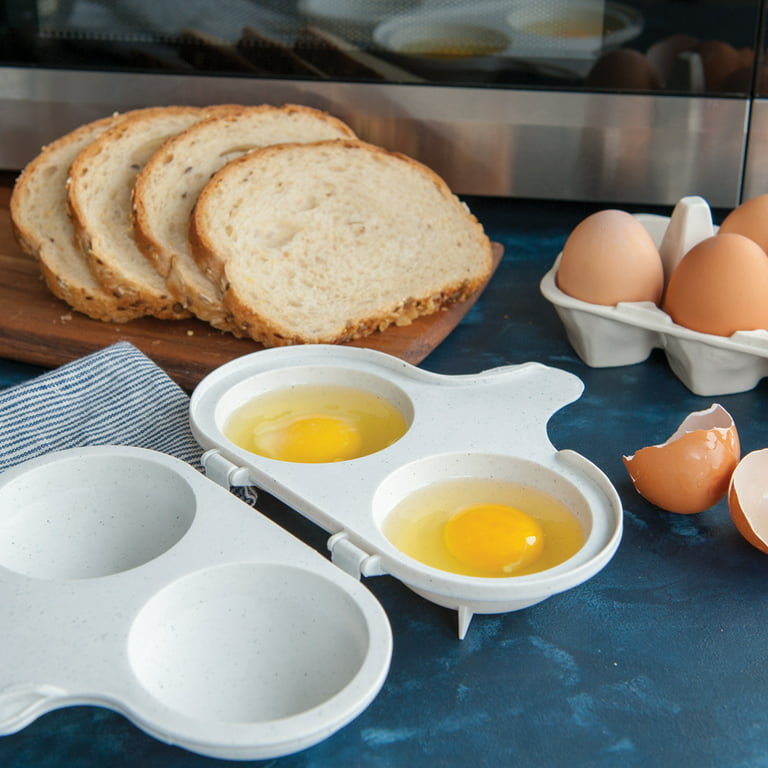 Microwave Egg Poacher, 2 Cavity Edible Silicone Drain Egg Boiler Set Double  Egg Cups for Boiled Eggs Egg Maker Poached Egg Cooker Steamer Kitchen