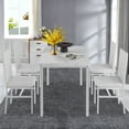 thumbnail image 3 of Dining Room Table Set for 4, Compact Kitchen Table and Chairs Set, Including 4 Upholstered Chairs, Marble Tabletop Rectangular Table, White, 3 of 8