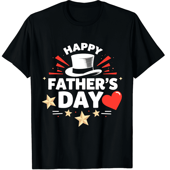 Happy Fathers Day T-Shirt - Adult Unisex Black 180g Cotton Tee