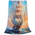 thumbnail image 2 of Fotbe Sailing Ship Ocean Sunset Manta de Franela Acolchonada con Estampado, Súper Suave y Esponjosa, Extra Grande para Sofá, Cama, Uso Todo el Año-40"x30", 2 of 7