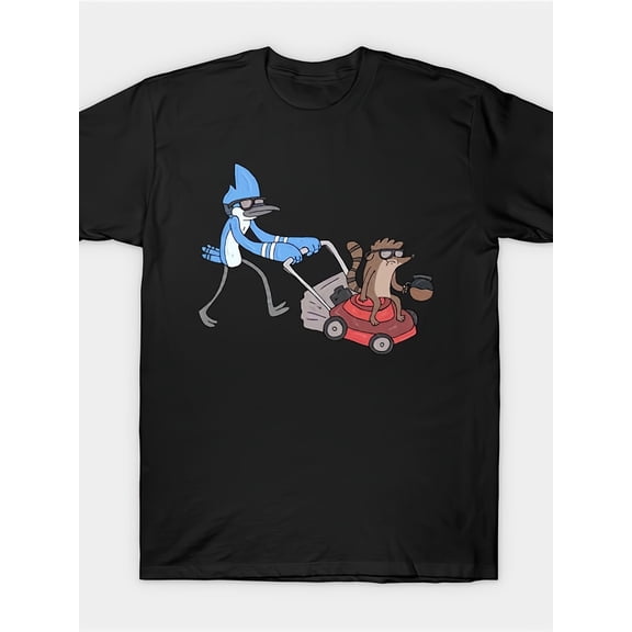 Men'S & Boys' Regular Show Coffee Mower Graphic T-Shirt - High-Quality Cotton, Short Sleeve, Round Neck, Comfortable Fit, Classic Style, Perfect Summer Casual Streetwear Gift, Everyday Tshirt