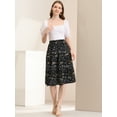thumbnail image 3 of Unique Bargains Jupe Midi Décontractée Trapèze à Imprimé Floral pour Femme Noir Violet G, 3 of 6