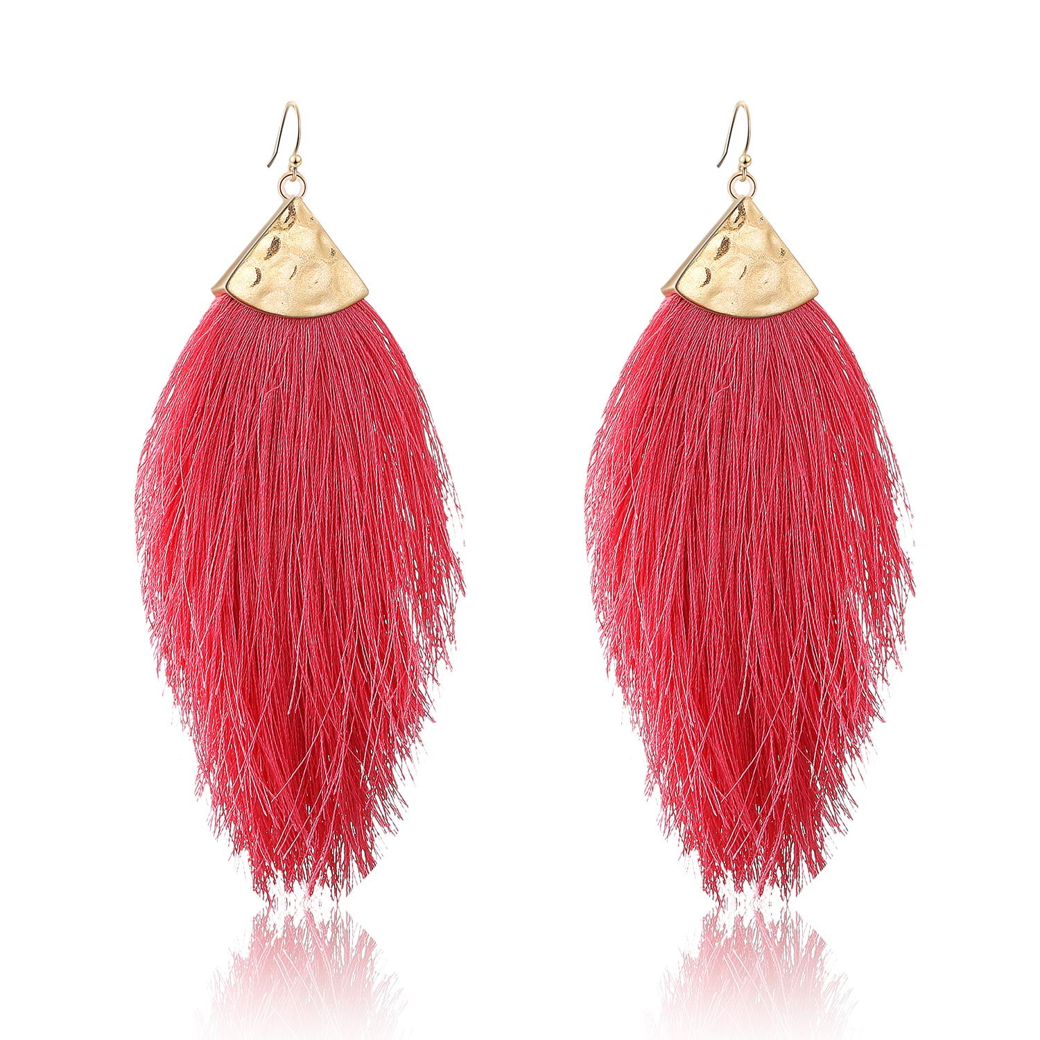 Buyless Fashion Womens Fringe Tassel Earrings Silky Fan Hook
