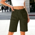 thumbnail image 6 of ClodeEU Women's Elastic Waist Drawstring Cargo Shorts,Loose Fit Shorts with Pockets Summer Outdoor Army Green,Women's Plus L, 6 of 7
