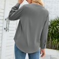 thumbnail image 3 of Defitshape Women's Long Sleeve Top Chiffon Shirt Spring Loose Fit Elegant V Neck Summer Comfy Fashion Blouse Top Grey Medium, 3 of 4
