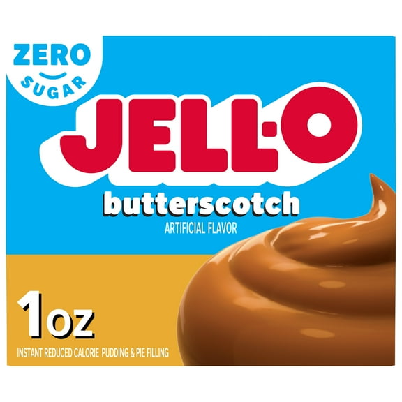 Jell-O Butterscotch Zero Sugar Instant Reduced Calorie Pudding & Pie Filling Mix, 1 oz Box