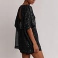 thumbnail image 4 of SSZMDLB Women Sequins T-Shirt Short Sleeve Round Neck Casual Basic Tee Holiday Party Tops Summer Fashion Outfits Workout Clothes, Black S, 4 of 7