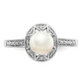 thumbnail image 5 of 925 Sterling Silver Rhodium-plated Diam. & FW Cultured Pearl Ring Size: 5; for Adults and Teens; for Women and Men, 5 of 5