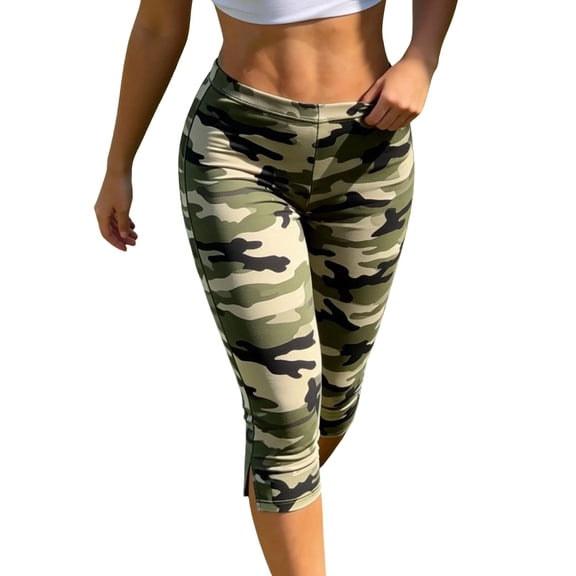 YMNXA Capri Pants For Women High Waist Print Side Split Fashion Lightweight Slim Fit Leggings Trousers With Pockets For Everyday Wear,,L