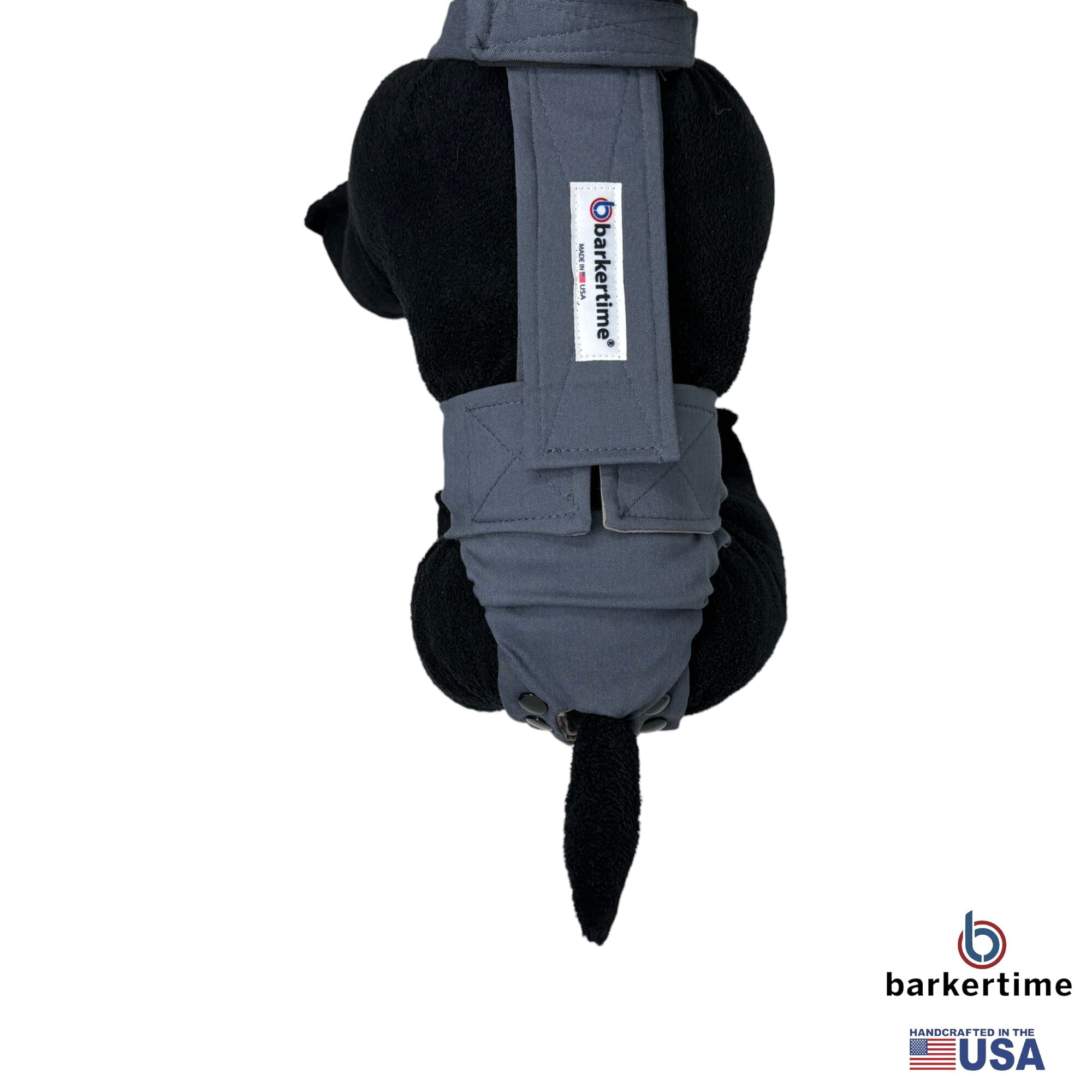 Barkertime Charcoal Gray Dog Diaper Snappy Overall
